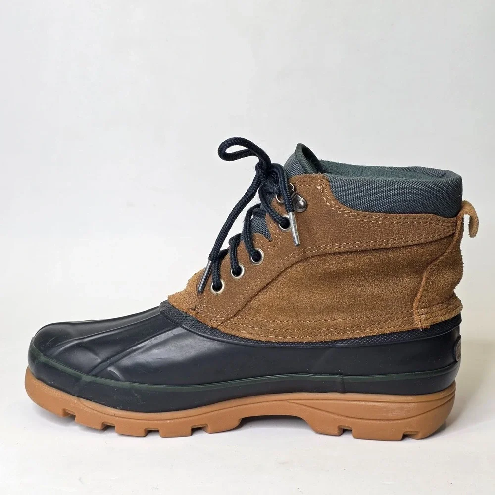 London Fog Ridge Women's Duck Boots Size 9 M Navy Brown Suede Waterproof Shoes
